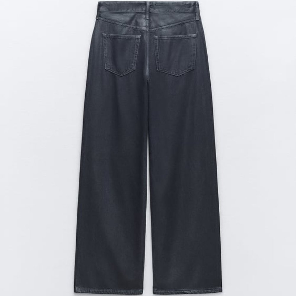 ZARA MID RISE LOOSE FIT FOIL JEANS - Picture 4 of 10